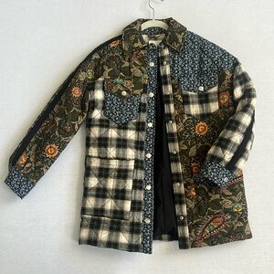 Avec Les Filles Patchwork Green / Blue Barn Coat XXS